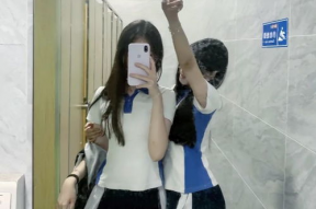 网红穿校服被操